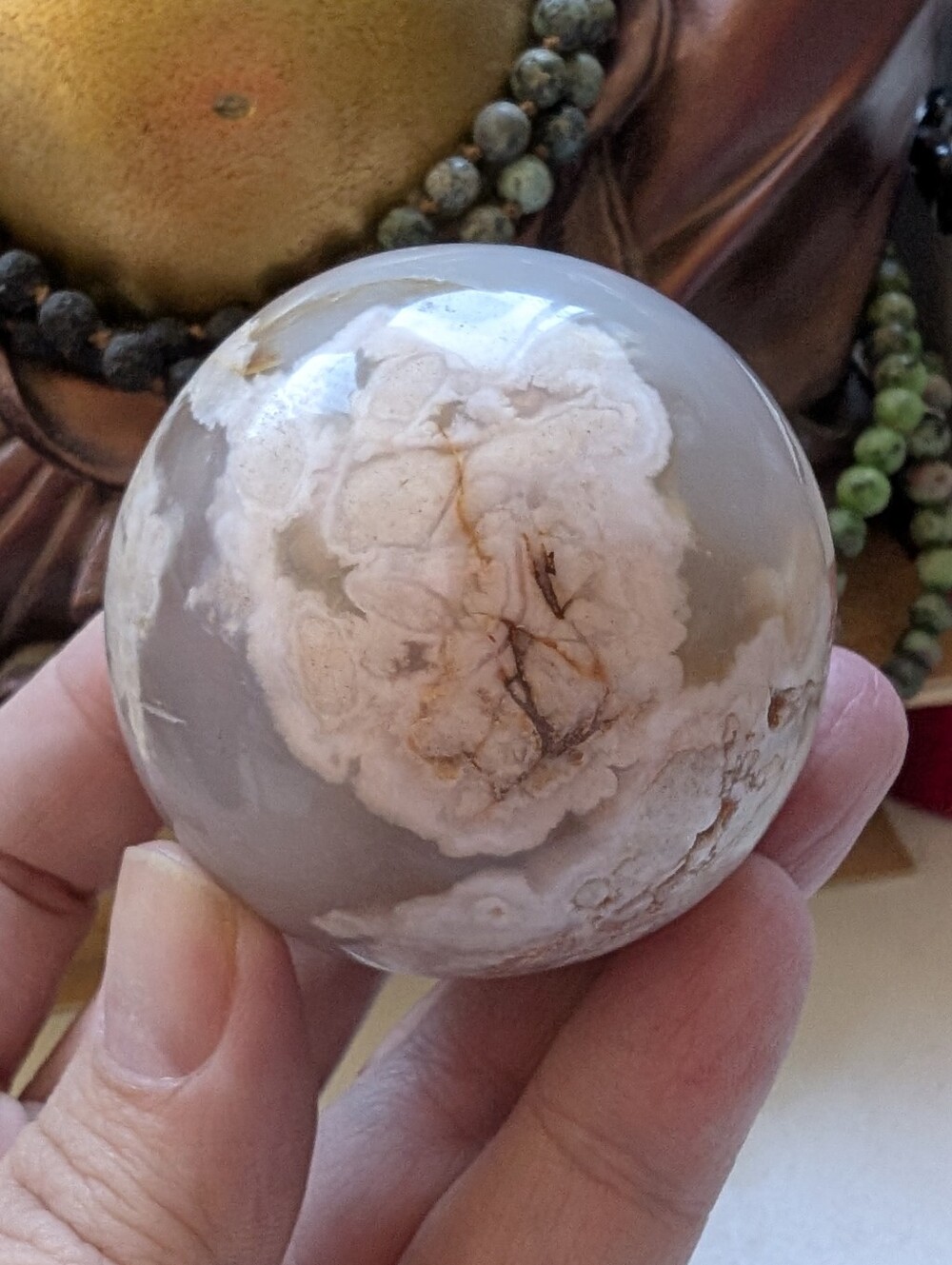 Natural Cherry Blossom 🌸 Agate Polished Sphere
